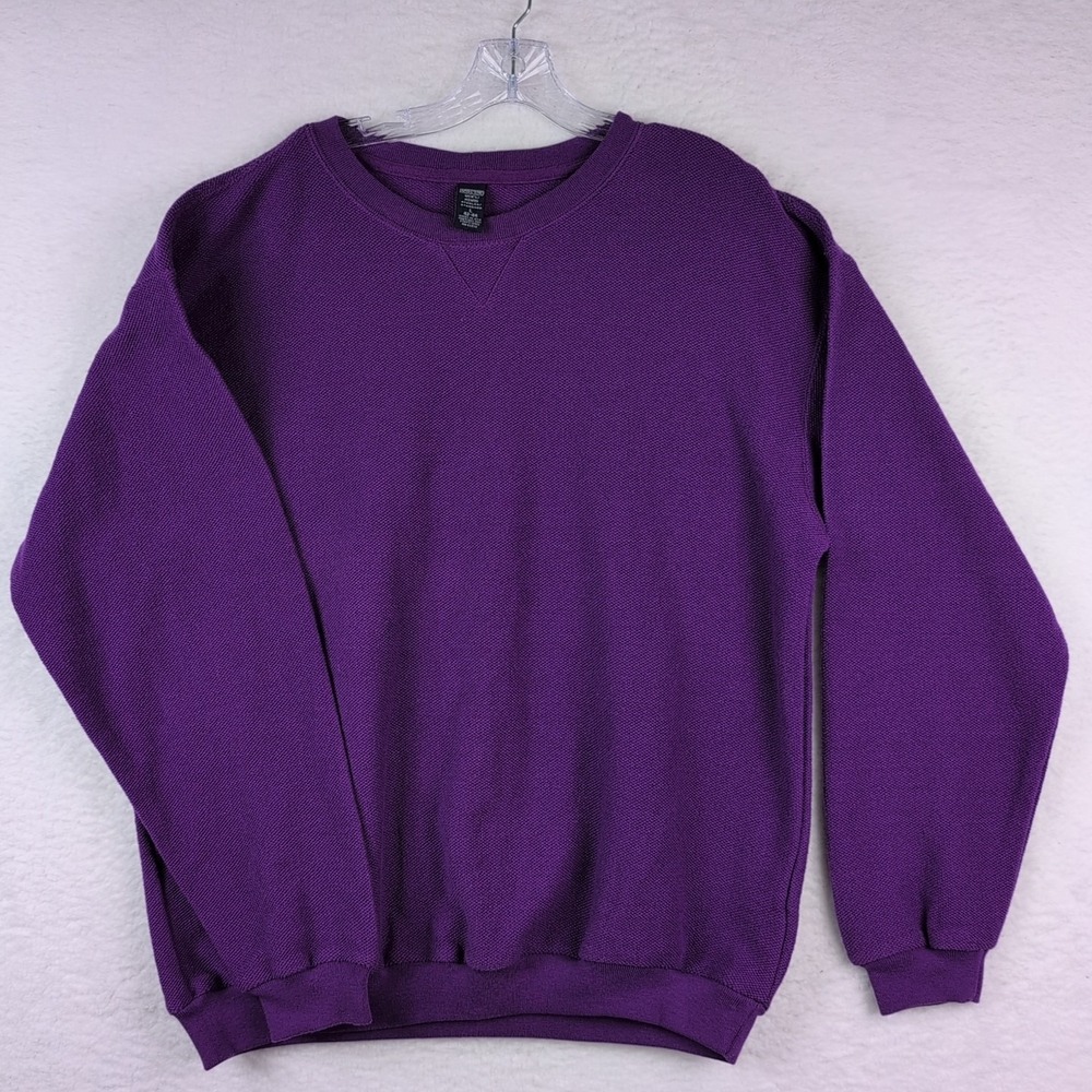 Vintage Lands End Sweatshirt Mens L Purple Crew Neck 90s Pullover Cotton USA